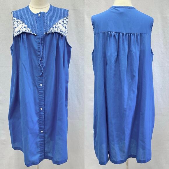 Lara Dee by Charm vintage 70s snap front house dress kaftan size 42-44 - Picture 16 of 16